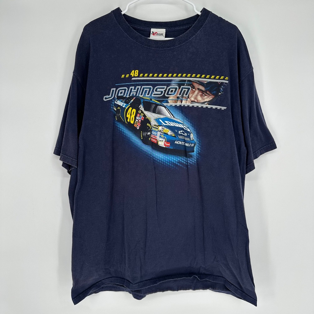Vintage Chase Authentics Jimmie Johnson Lowes NASCAR Racing Shirt Navy Blue XL